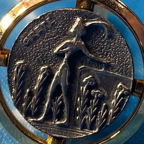 Crete  Coin Silver and Gold Tone Cuff Links Cufflinks - Vintage - Picture 7 of 14